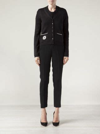 chanel cosmetic uniform black wool cardigan